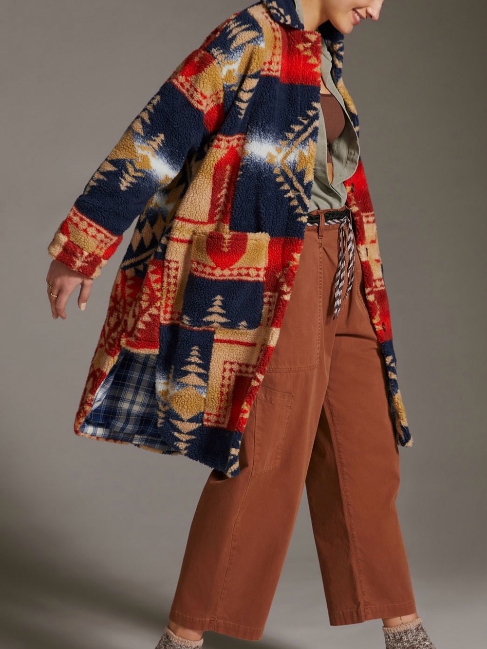 Anthropologie Pilcro Shetpa Duster Jacket Size Medium Red paterrn $169.95 - Picture 7 of 8